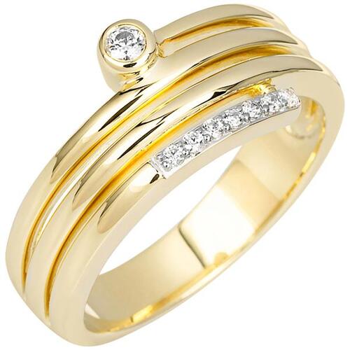 Damen Ring 585 Gold Gelbgold 8 Diamanten Brillanten Goldring (Gre: 56)