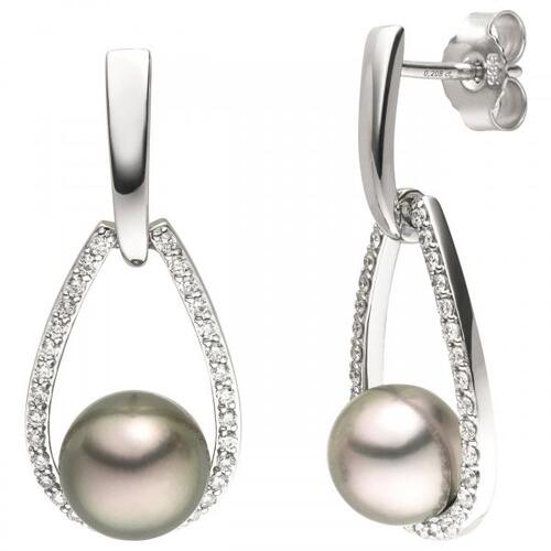 Ohrh�nger 585 Gold Wei�gold 2 Tahiti Perlen 64 Diamanten Brillanten