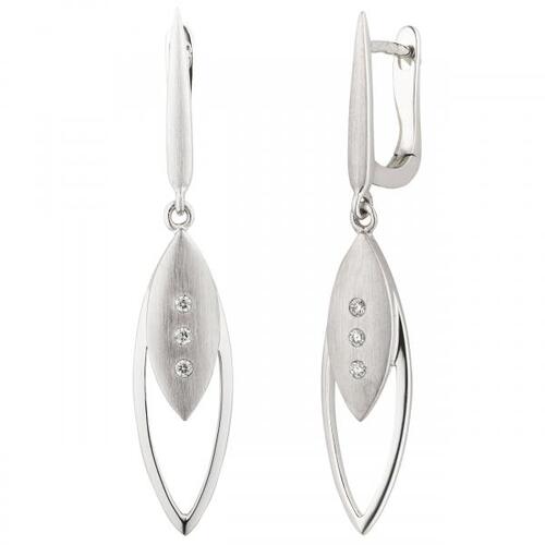 Ohrh�nger 585 Gold Wei�gold matt 6 Diamanten Brillanten Ohrringe Boutons