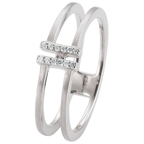 Damen Ring 585 Gold Wei�gold matt mit 12 Diamanten Brillanten (Gr��e: 52)