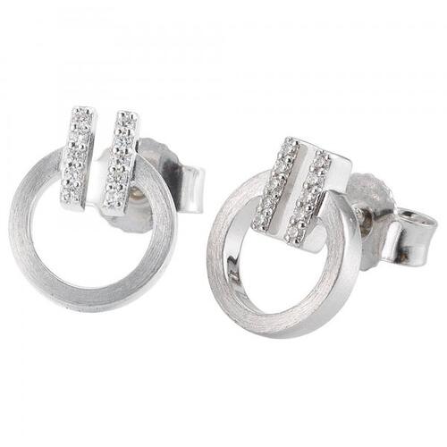 Ohrstecker 585 Gold Wei�gold matt 20 Diamanten Brillanten Ohrringe