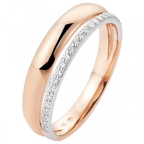 Damen Ring 585 Rotgold Wei�gold bicolor 23 Diamanten -Brillanten (Gr��e: 54)