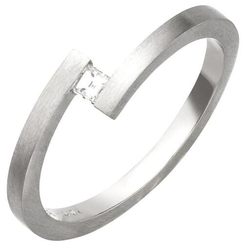 Damen Ring 950 Platin matt 1 Diamant im Caree-Schliff (Gr��e: 60)