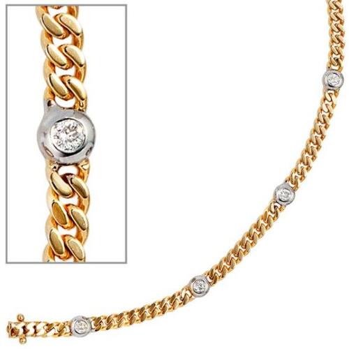Armband 585 Gelbgold Wei�gold bicolor 6 Diamanten Brillanten 19 cm