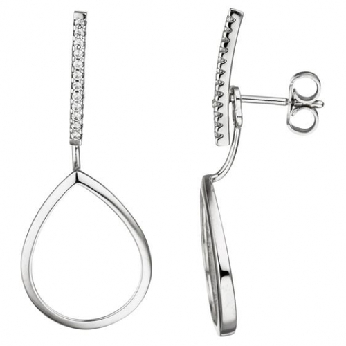 Ohrh�nger 333 Gold Wei�gold 24 Zirkonia Ohrringe Ohrstecker