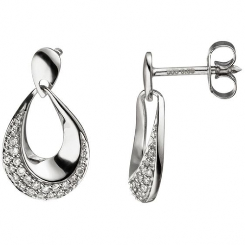 Ohrh�nger Tropfen 585 Gold Wei�gold 38 Diamanten Brillanten