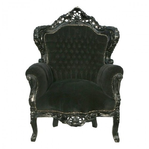 Casa Padrino Barock Sessel King Schwarz / Schwarz 85 x 85 x H. 120 cm - Antik Stil