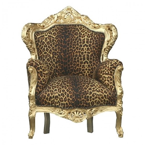 Casa Padrino Barock Sessel King Leopard / Gold - Luxus Antik Stil M�bel