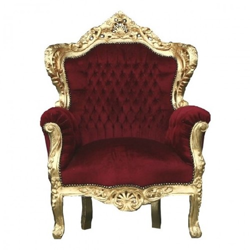 Casa Padrino Barock Thron Sessel King Bordeaux / Gold 