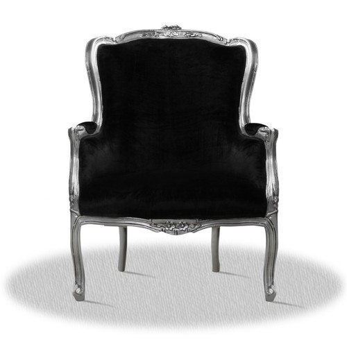Casa Padrino Barock Salon Wohnzimmer Sessel Silber Schwarz 70 x 65 x H. 100 cm - Antik Stil Hotel M�bel