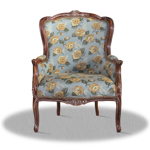 Casa Padrino Barock Salon Antik Stil Sessel mit Blumenmuster - Luxus Qualit�t