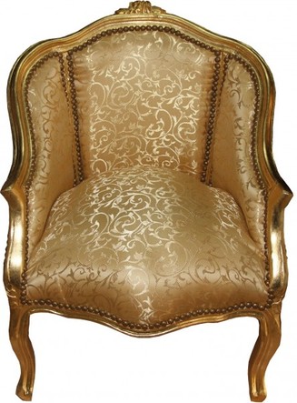 Casa Padrino Barock Damen Salon Sessel Gold Muster / Gold Mod2 - Luxus Antik Stil Wohnzimmer M�bel