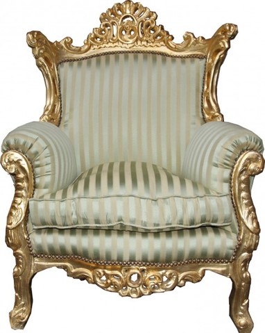 Casa Padrino Antik Stil Sessel Al Capone Mod2 Jadegrn / Beige / Gold 85 x 65 x H. 127 cm - Barockmbel