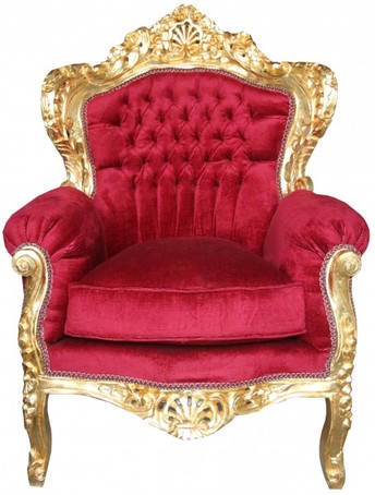 Casa Padrino Barock Sessel Al Capone Mod 2 Bordeauxrot / Gold 85 x 65 x H. 120 cm - Barock M�bel
