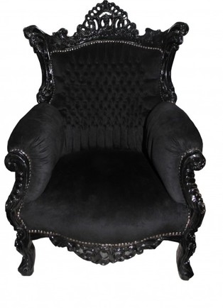 Casa Padrino Barock Sessel Al Capone Schwarz / Schwarz 90 x 80 x H. 128 cm - Barockm�bel