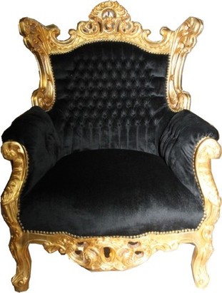 Casa Padrino Barock Sessel Al Capone Schwarz / Gold 90 x 80 x H. 120 cm - Antik Stil M�bel