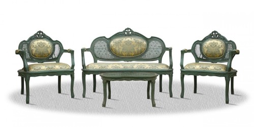 Casa Padrino Barock Salon Set mit Sitzbank 2 St�hlen und Tisch - Luxus Qualit�t