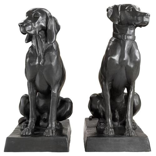 Casa Padrino Luxus Bronzefiguren 2er Set Hunde 32 x 60 x H. 73 cm - Limited Edition