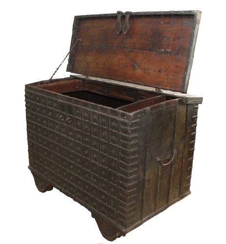 Casa Padrino Antik Stil Massivholz Truhe - L122 x B75 x H91 cm - Antiquit�t