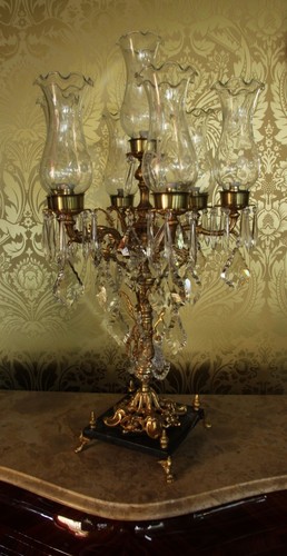 Casa Padrino Barock Kristall Hockerleuchte - H 86 cm - Antik Stil - Luxus Kollektion