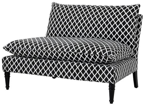 Casa Padrino Wohnzimmer Sofa Schwarz / Wei� 129,5 x 91 x H. 89 cm - Designer M�bel