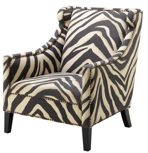 Casa Padrino Sessel im Zebra Design 74 x 81 x H. 89 cm - Luxus Wohnzimmer Sessel