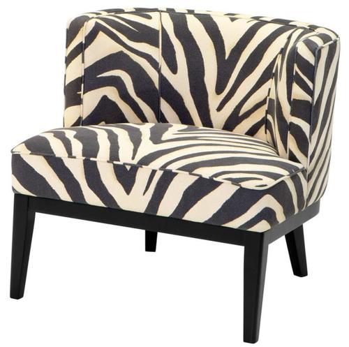 Casa Padrino Sessel im Zebra Design 78 x 74 x H. 77 cm - Luxus Wohnzimmer Sessel