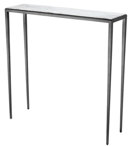 Casa Padrino Wohnzimmer Konsole in bronze mit wei�er Marmorplatte 90 x 24,5 x H. 90 cm - Luxus M�bel