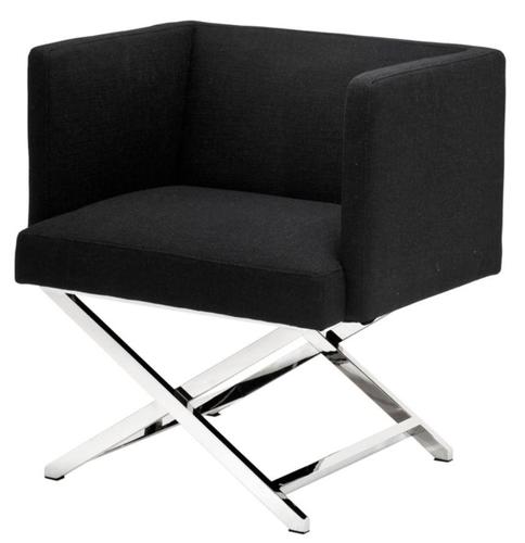 Casa Padrino Luxus Club Sessel in silber / schwarz 66 x 57 x H. 74 cm - Art Deco M�bel
