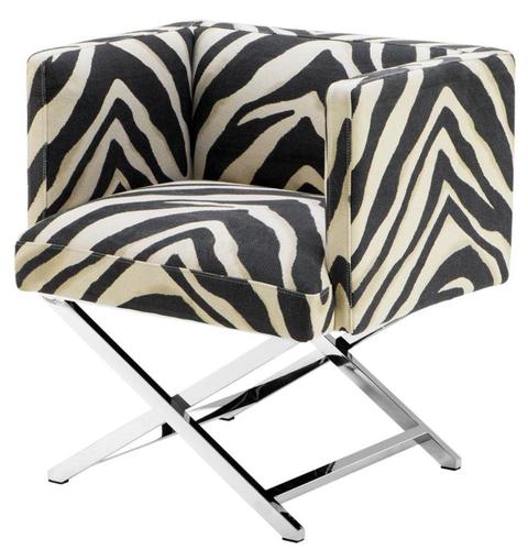Casa Padrino Luxus Club Sessel im Zebra Design 68 x 57 x H. 74 cm - Art Deco M�bel