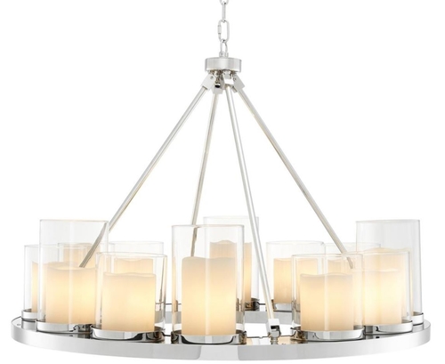 Casa Padrino Luxus Kronleuchter in silber 90 x H. 65 cm - Hotel Restaurant Kollektion