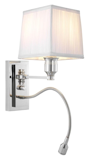 Casa Padrino Luxus Wandleuchte Silber mit wei�em Lampenschirm 14 x 25 x H. 30,5 cm - Hotel Kollektion