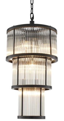 Casa Padrino Kronleuchter in bronze mit vintage Glas 38 x H. 76 cm - Luxus Wohnzimmerm�bel