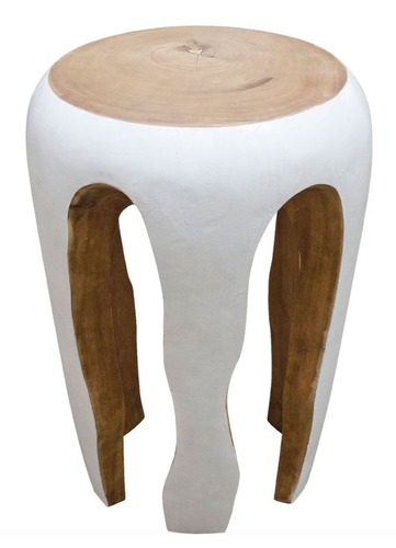 Casa Padrino Beistelltisch Wei� / Naturfarben 40 x H. 54,5 cm - Wohnzimmerm�bel