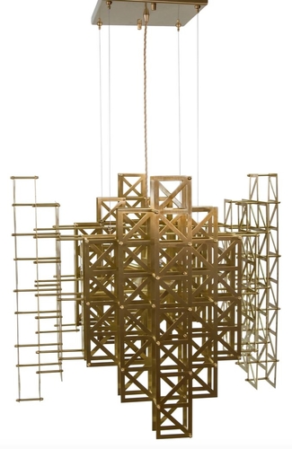 Casa Padrino Designer H�ngeleuchte Messing 69,5 x 69,5 x H. 60 cm - Hotel M�bel