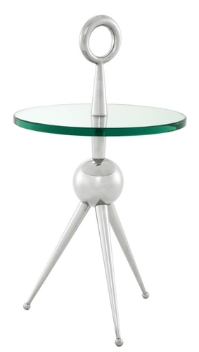 Casa Padrino Beistelltisch in silber mit Glasplatte 40 x H. 72 cm - Luxus Hotel Tisch