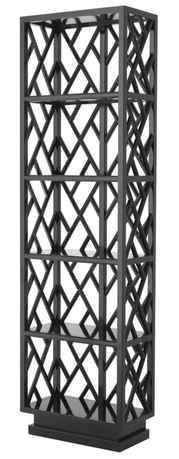 Casa Padrino Luxus Regalschrank Piano Schwarz 65 x 34 x H. 226 cm - Wohnzimmerm�bel