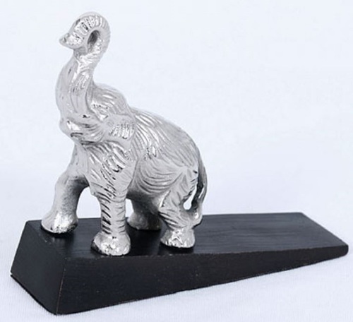 Casa Padrino T�rstopper Elefant Silber / Schwarz - Luxus Accessoires