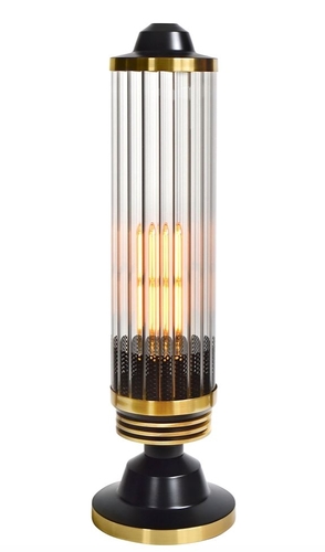 Casa Padrino Luxus Designer Tischlampe Schwarz / Messing - Hotel Kollektion