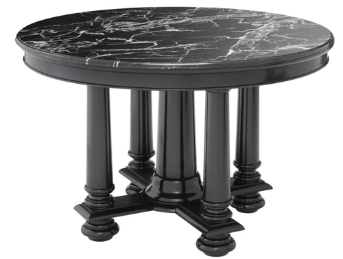 Casa Padrino Luxus Hotel Salon Tisch in schwarz mit schwarzer Marmorplatte 120,5 x H. 78 cm - Luxus Qualit�t