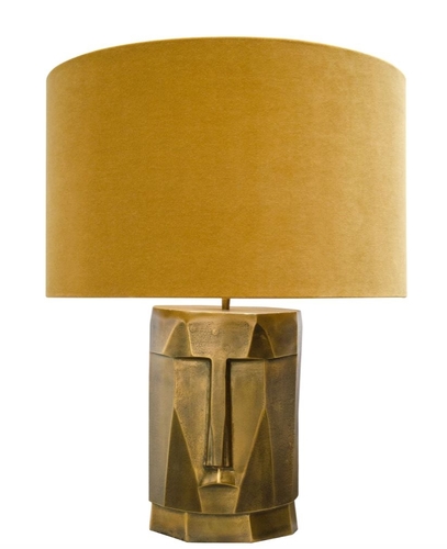 Casa Padrino Luxus Tischlampe in antik messing mit ockerfarbenen Lampenschirm 60,5 x H. 75 cm - Hotel Restaurant Lampen