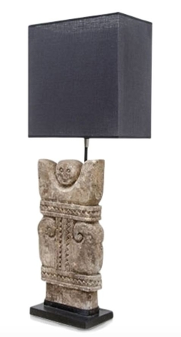 Casa Padrino Luxus Tischlampe mit dunkelblauem Lampenschirm 30 x 15 x H. 78 cm - Limited Edition