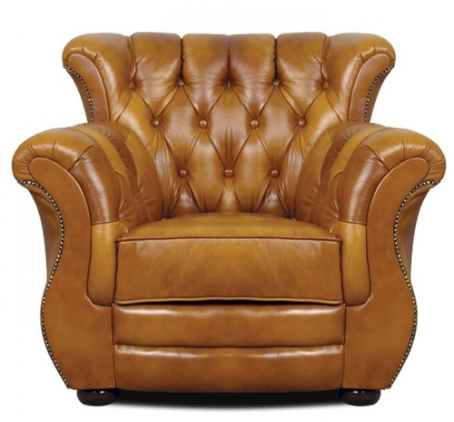 Casa Padrino Luxus Chesterfield Echtleder Sessel Braun 95 x 85 x H. 88 cm - Echtleder M�bel