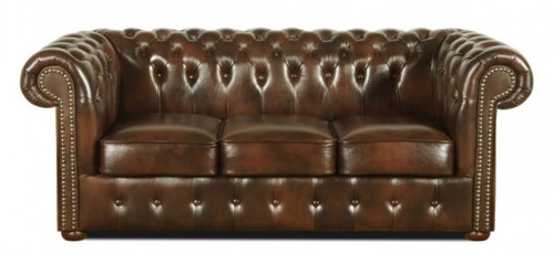 Casa Padrino Echtleder 3er Sofa Dunkelbraun 200 x 90 x H. 78 cm - Luxus Chesterfield M�bel