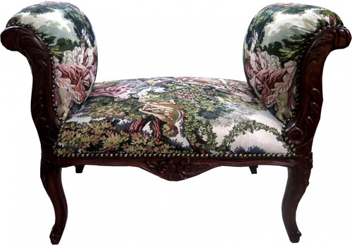 Casa Padrino Barock Schemel Hocker Gobelin / Braun - Sitzbank - M�bel Antik Stil