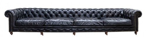 Casa Padrino Luxus 6er Sofa Schwarz 410 x 120 x H. 77 cm - Chesterfield M�bel