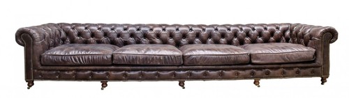 Casa Padrino Luxus 6er Sofa Braun 410 x 120 x H. 77 cm - Chesterfield M�bel
