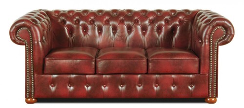 Casa Padrino Chesterfield Echtleder 3er Sofa Weinrot 200 x 90 x H. 78 cm - Luxus Kollektion