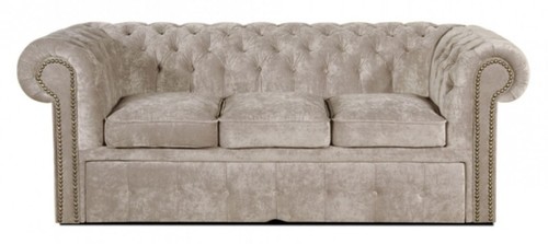 Casa Padrino 3er Sofa Grau 210 x 100 x H. 78 cm - Luxus Chesterfield Schlafsofa