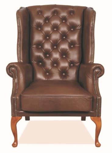 Casa Padrino Chesterfield Echtleder Ohrensessel Braun 80 x 80 x H. 110 cm - Luxus Sessel